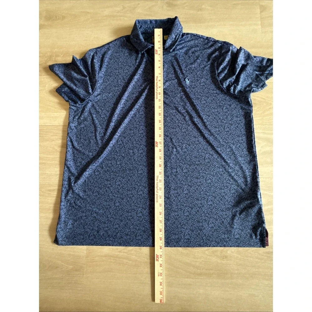 Polo Ralph Lauren Mens XL Polo Shirt Floral Leaves Blue Performance
